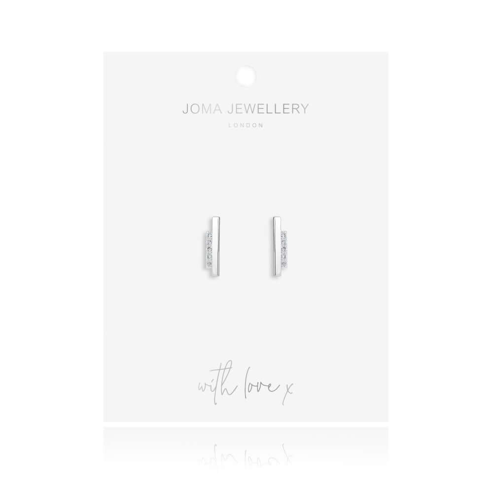 Adeline | Silver | Pave Bar | Earrings