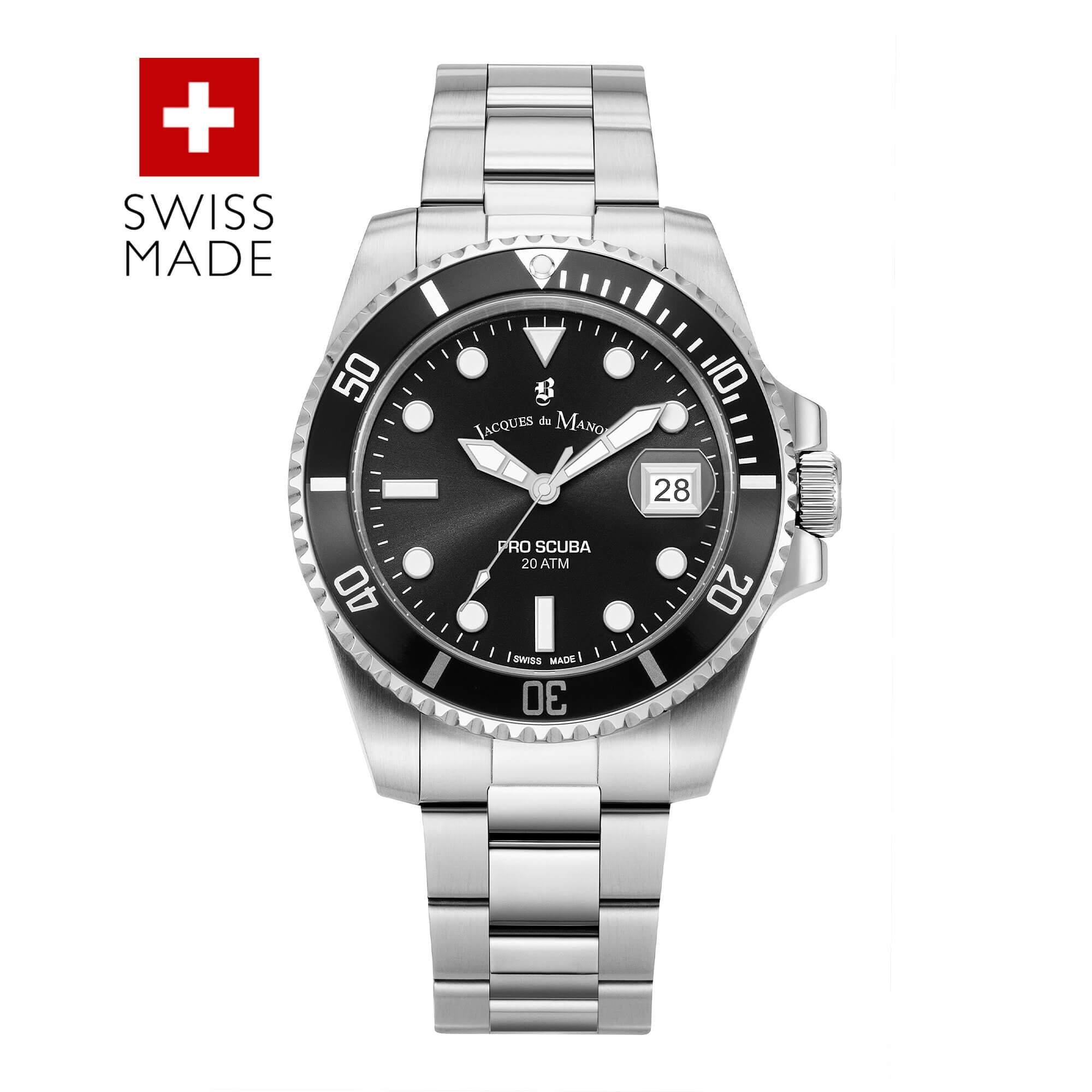 PRO SCUBA Black Dial With SS Bracelet Strap Gents Watch