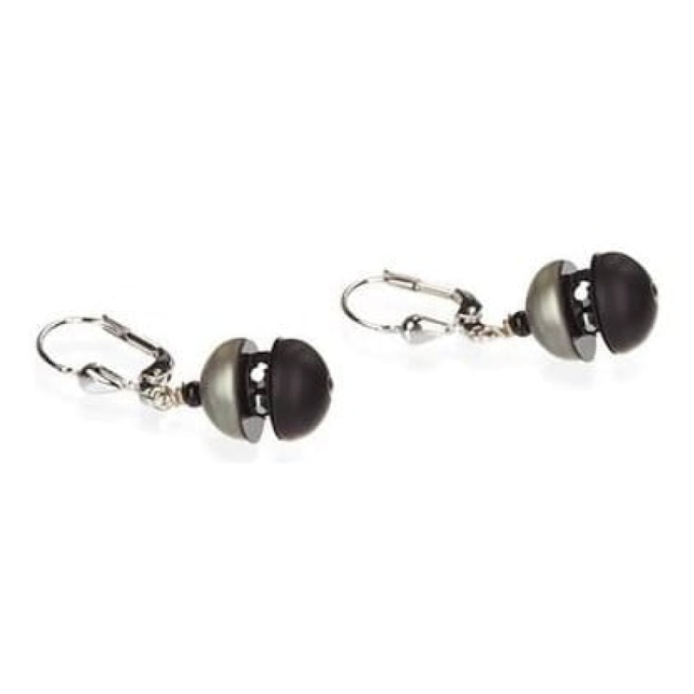 Ladies Black & Charcoal Polaris Earrings With Swarovski