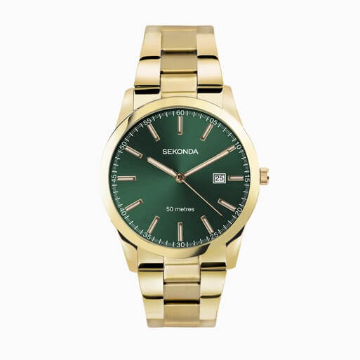 Taylor Green Dial & Gold Tone Bracelet Strap Men's Watch