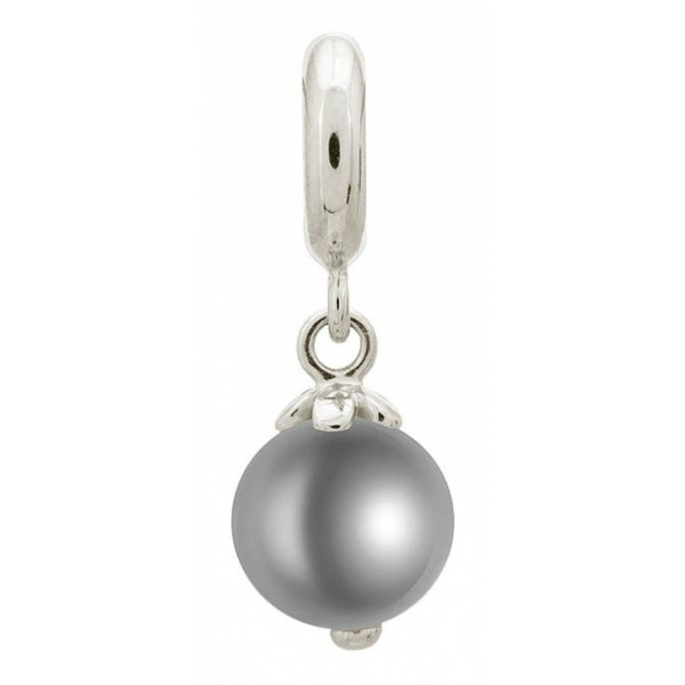 Sterling Silver Bracelet Charm With Grey Pearl