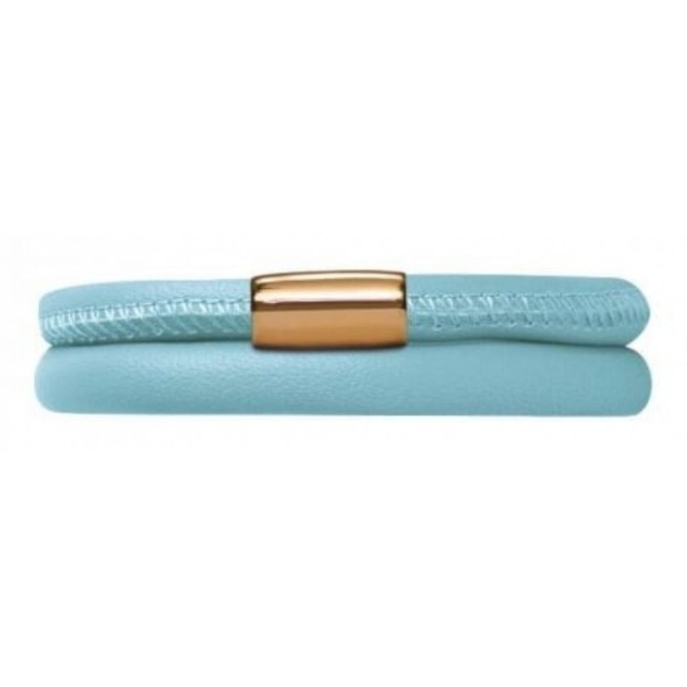 Light Blue Leather Double Band Bracelet