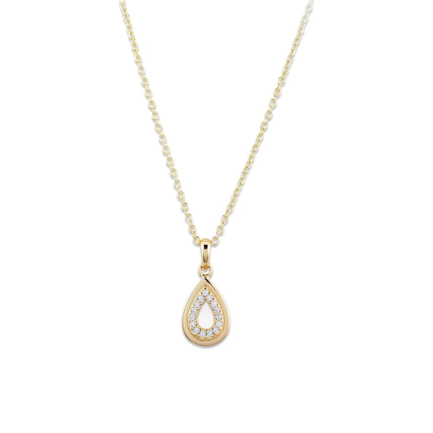 Gold Plated CZ Teardrop Pendant Necklace