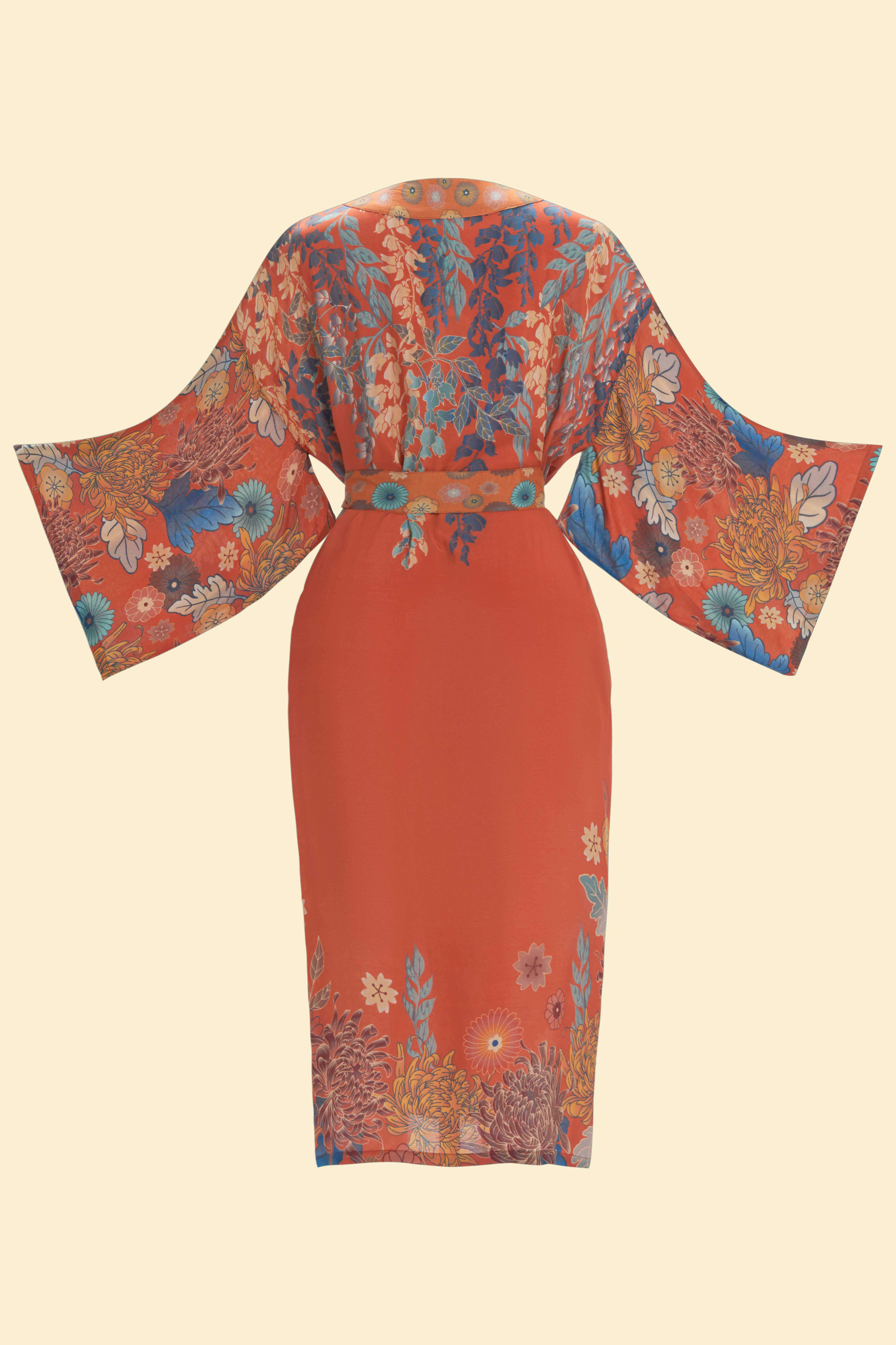 Trailing Wisteria Kimono Gown - Terracotta