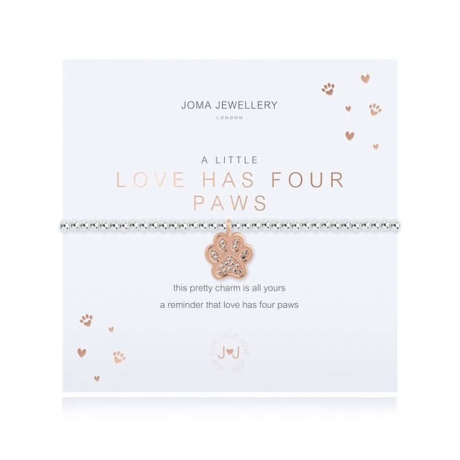 A Little Love Has Four Paws Bracelet- Silver & Rose Gold