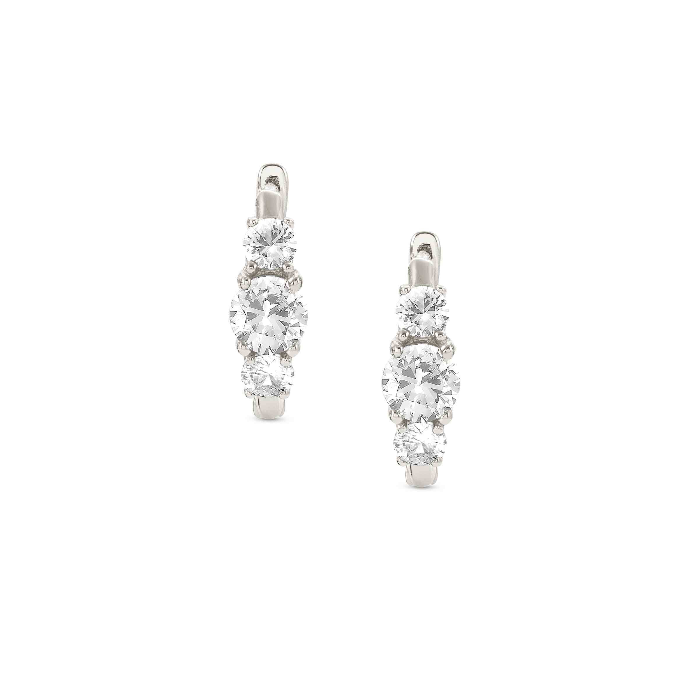 Colour Wave Hoop Earrings In Silver & White CZ