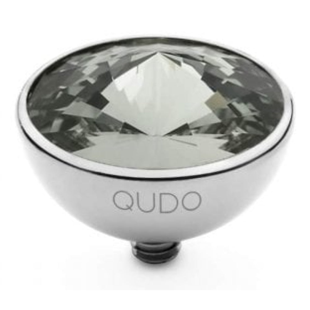 Famosa Silver 13mm Bottone Ring Top Black Diamond