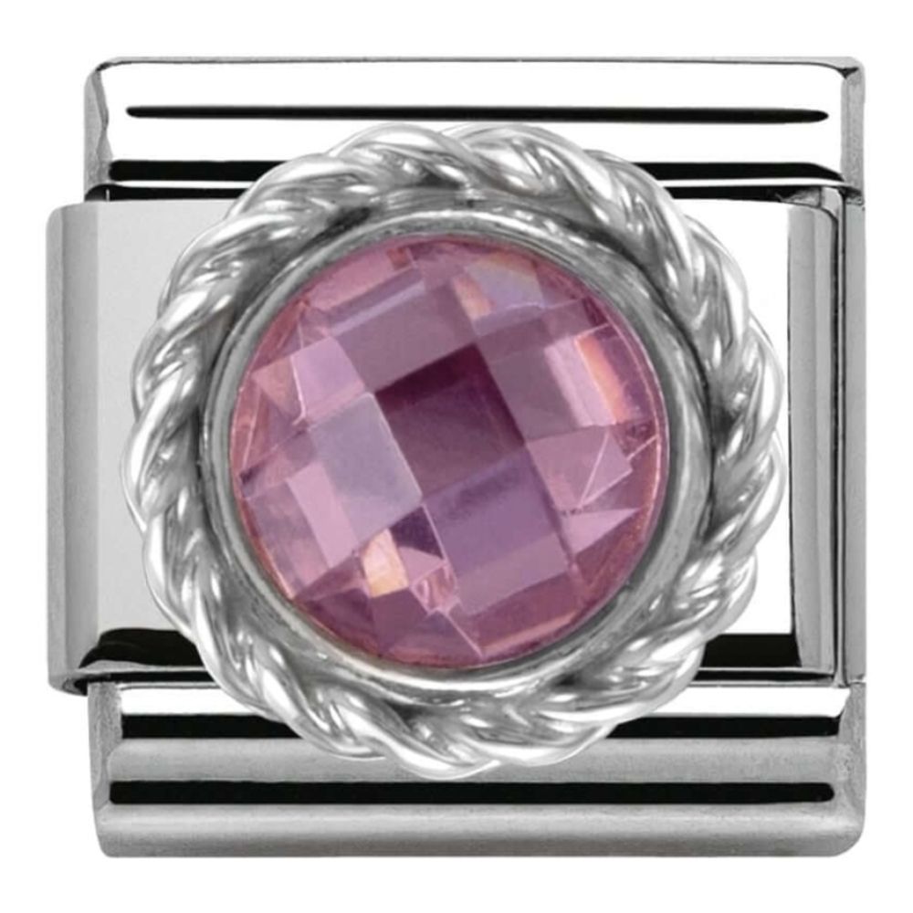 Classic Silver Setting Pink Circular Stone CZ Link