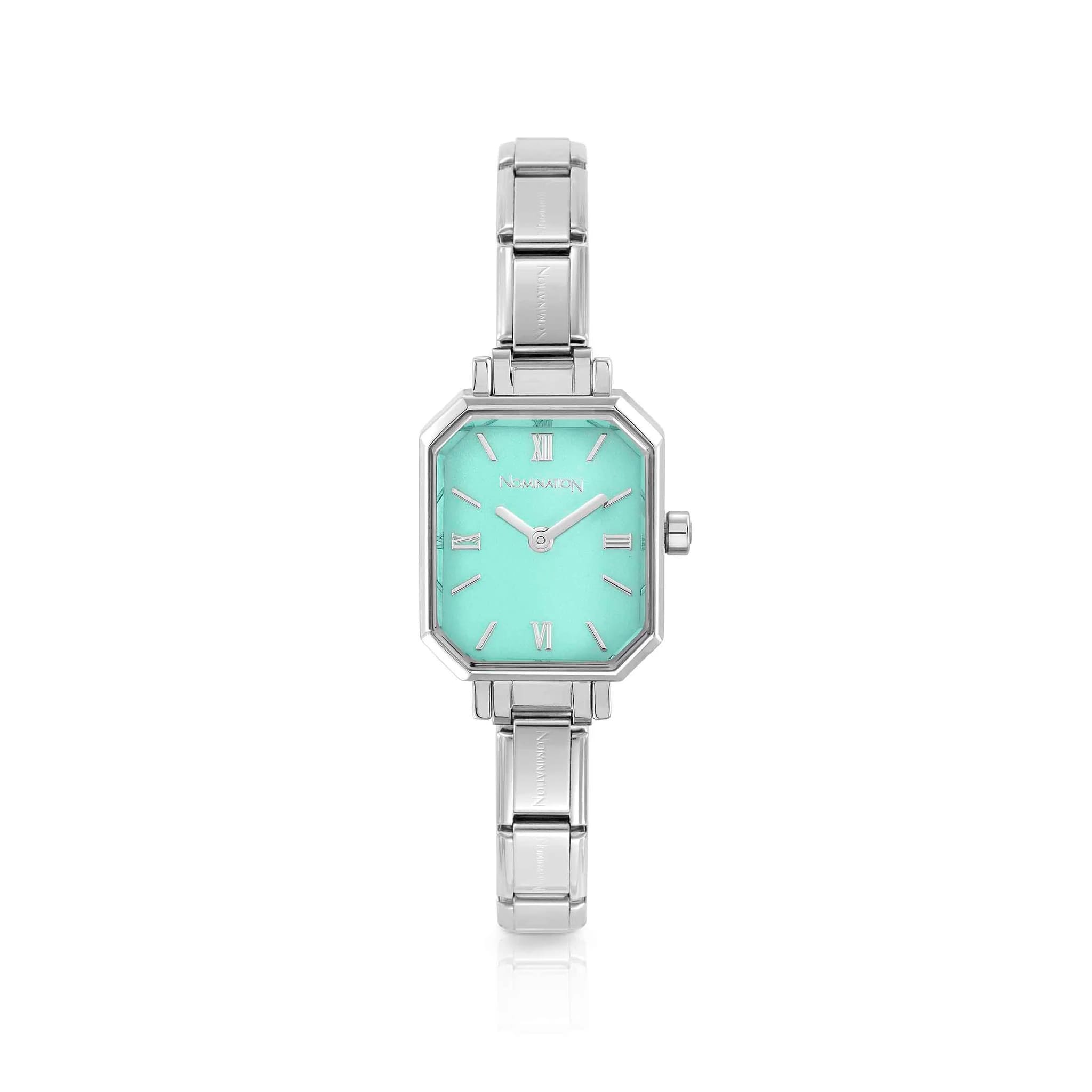 Classic Paris SS Rectangular Turquoise Dial Watch