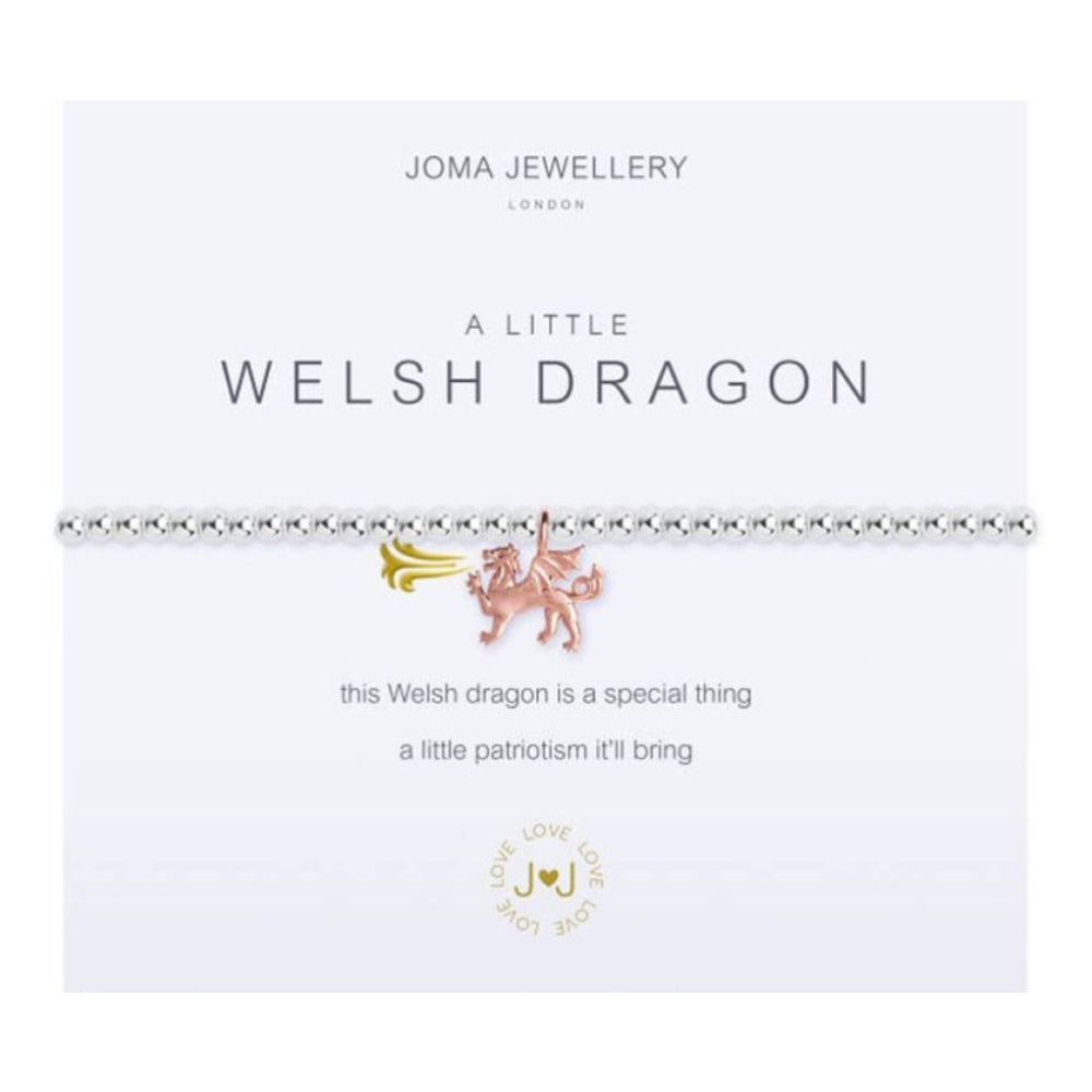 A Little | Welsh Dragon | Silver And Rose Gold | Bracelet | 17.5cm Stretch