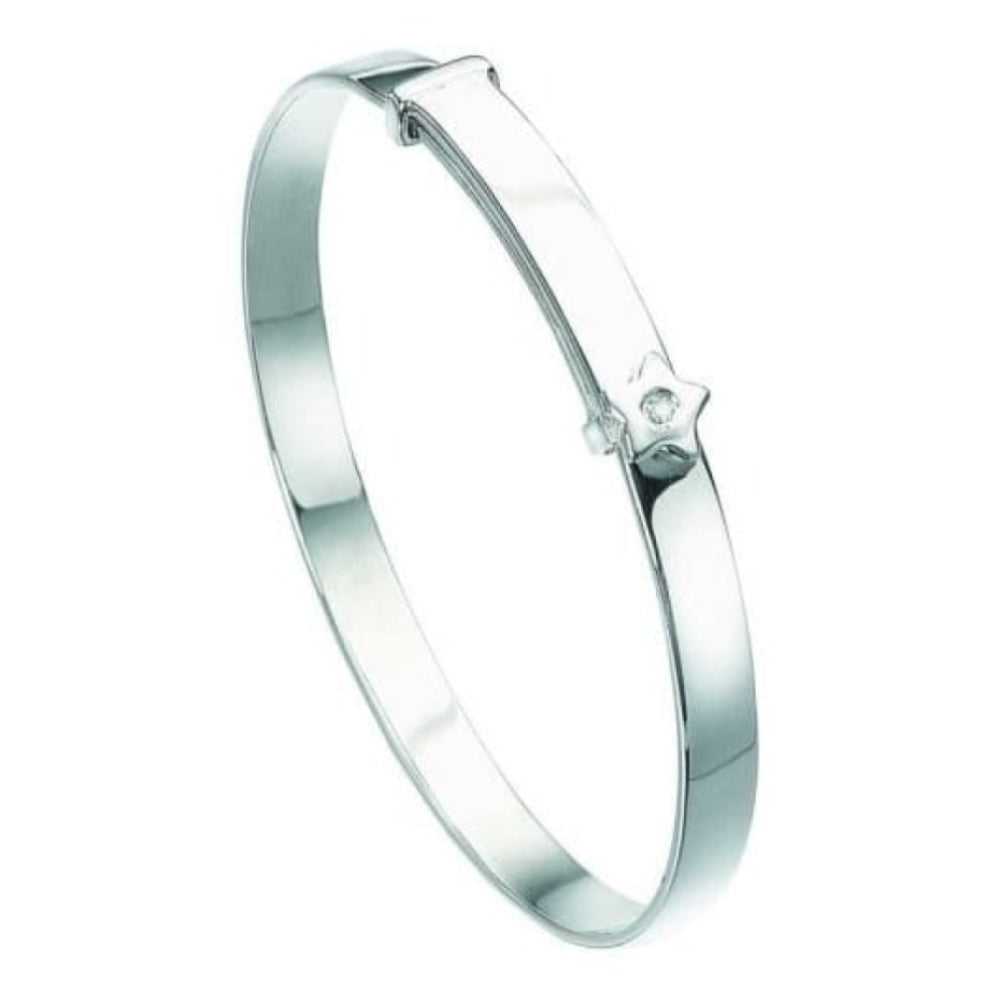 Sterling Silver And Diamond Star Bangle