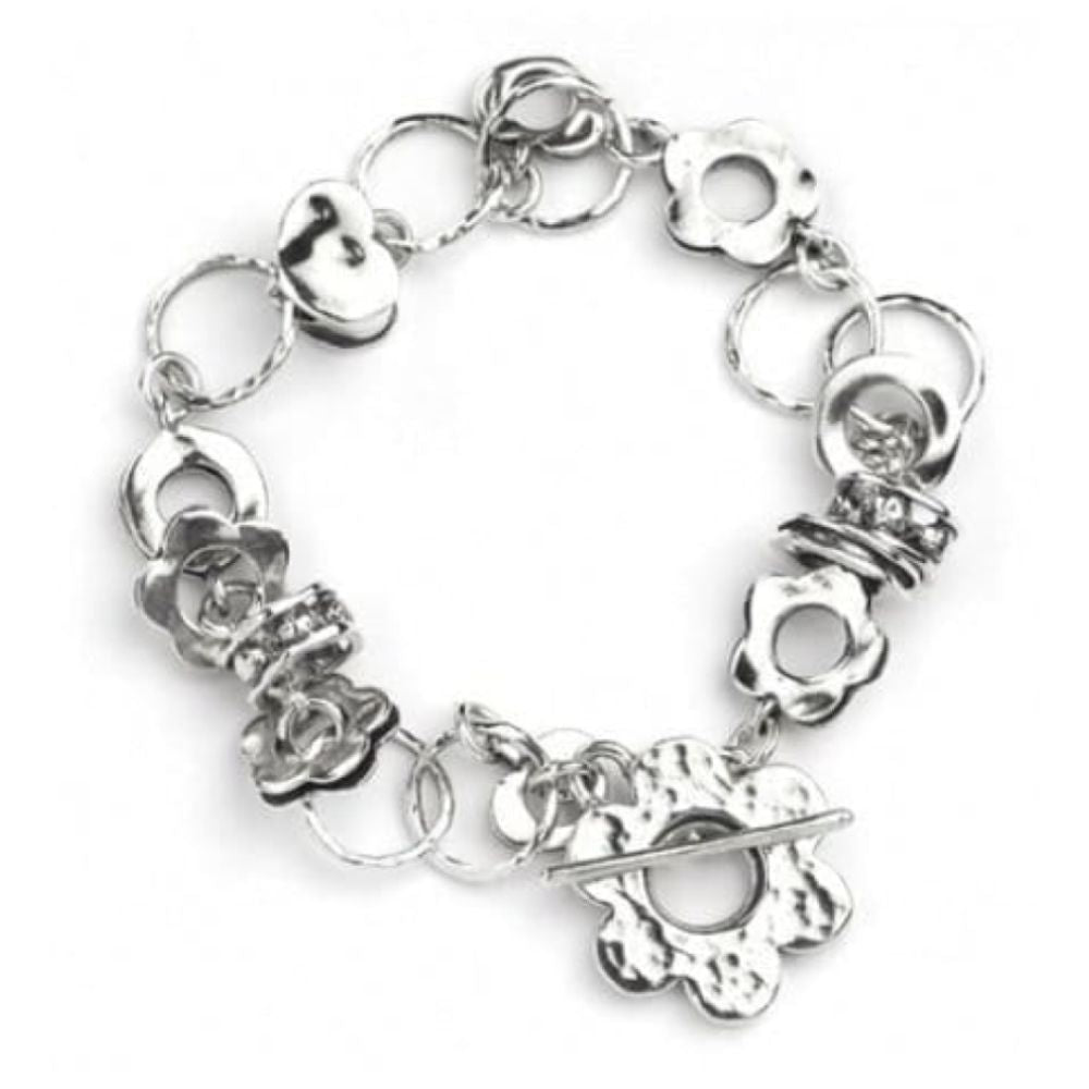 Handmade Flower Shaped Link T Bar Bracelet