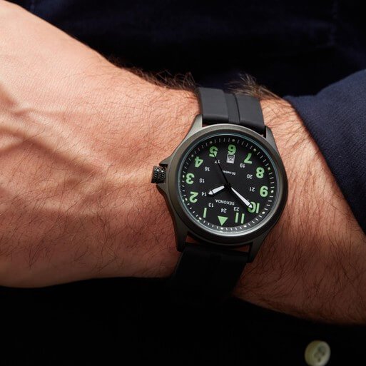 Black Case & Dial With Black Rubber Strap Men's Watch