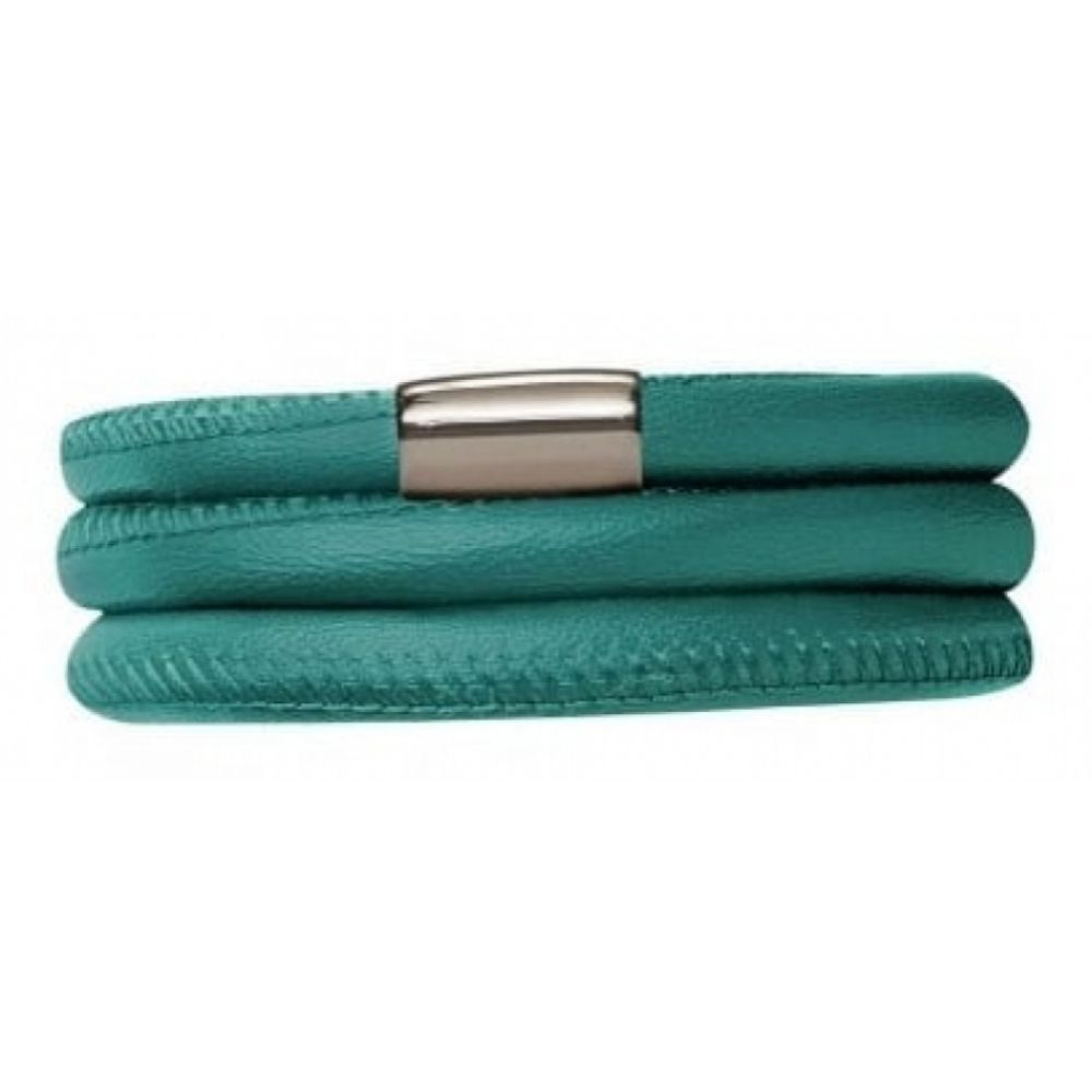 Green Leather Triple Band Bracelet
