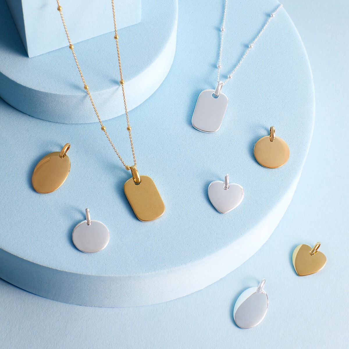 Oval Tag Pendant Necklace