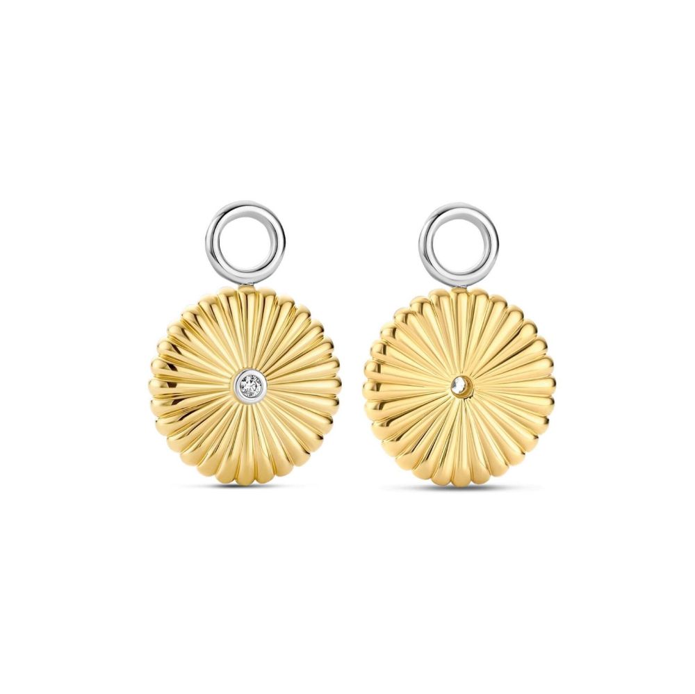 Gold Plated Sun Rays Pattern CZ Ear Charm