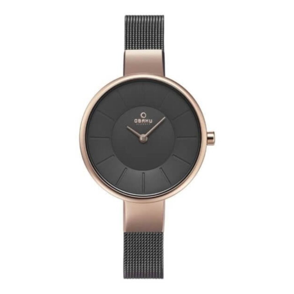 SOL - GRANITE Rose Gold Case With Dark Grey Dial & Mesh Strap Ladies Watch