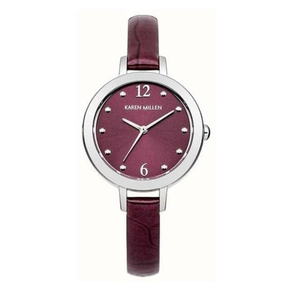 Ladies Quartz Analogue Watch With Burgundy Dial And Strap