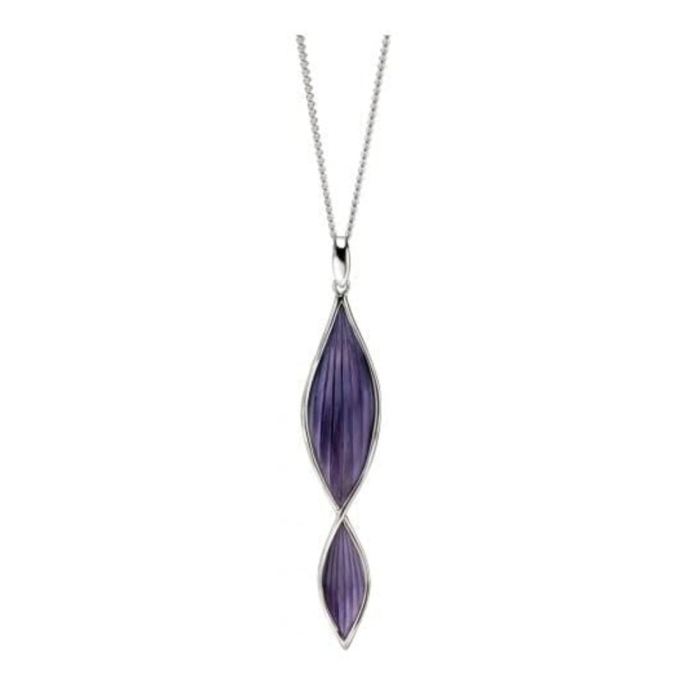 Ladies Purple Enamel Twist Pendant Necklace