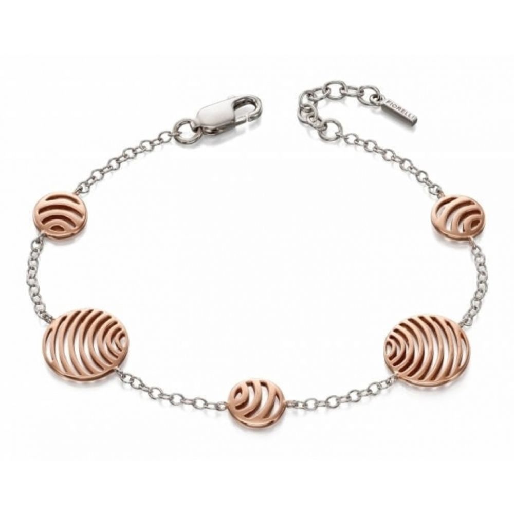 Rose Gold Plated Cut Out Disc Station Bracelet