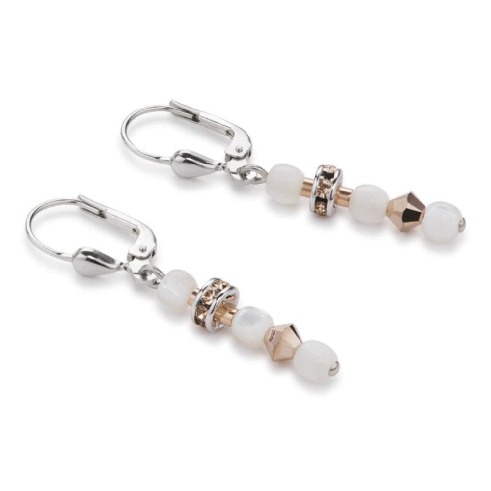 Rose Gold & White Pierced Earrings