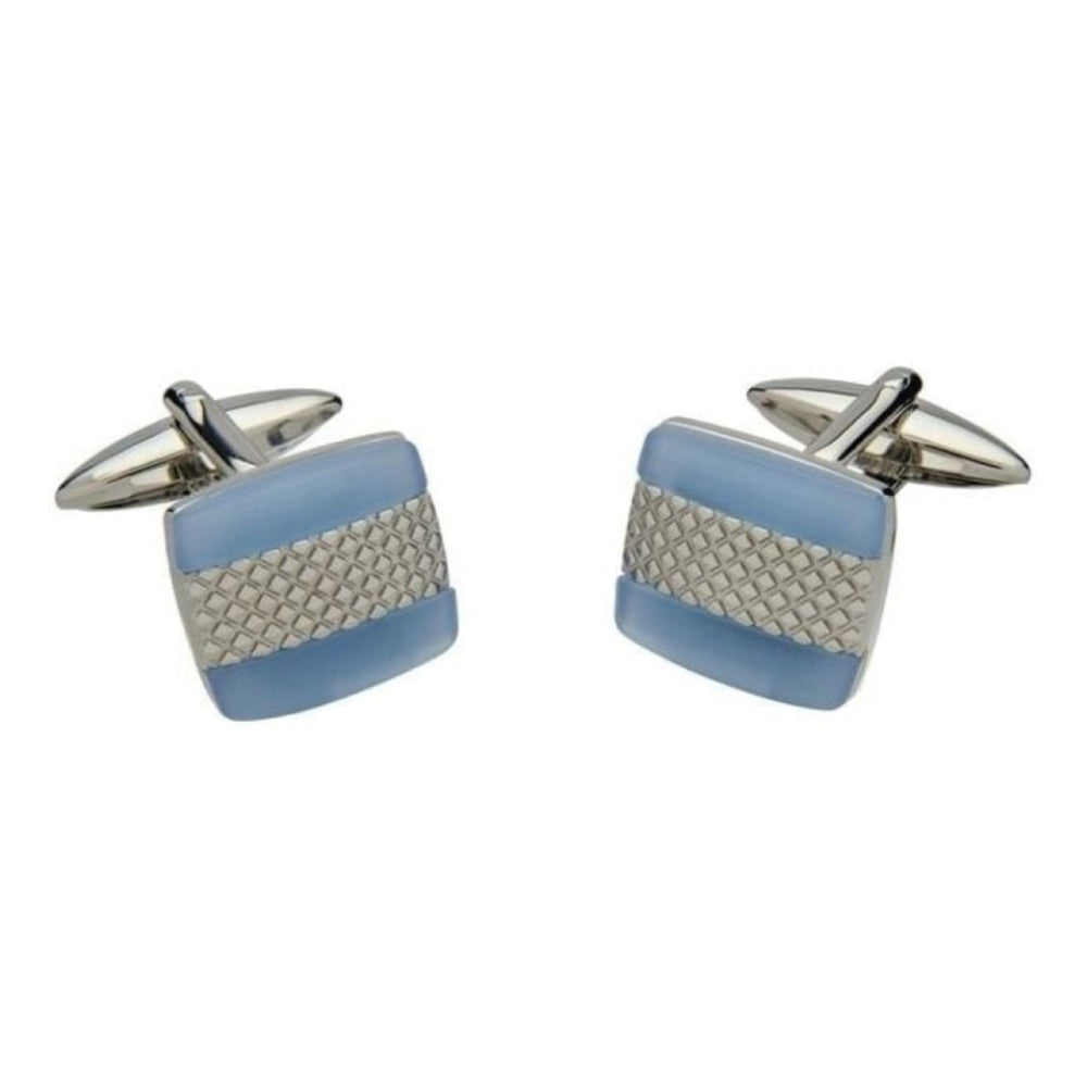 Brass & Blue Square Cufflinks