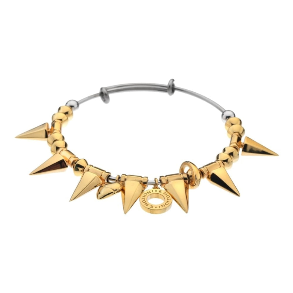 Emozioni Yellow Gold Plate Spike Bangle