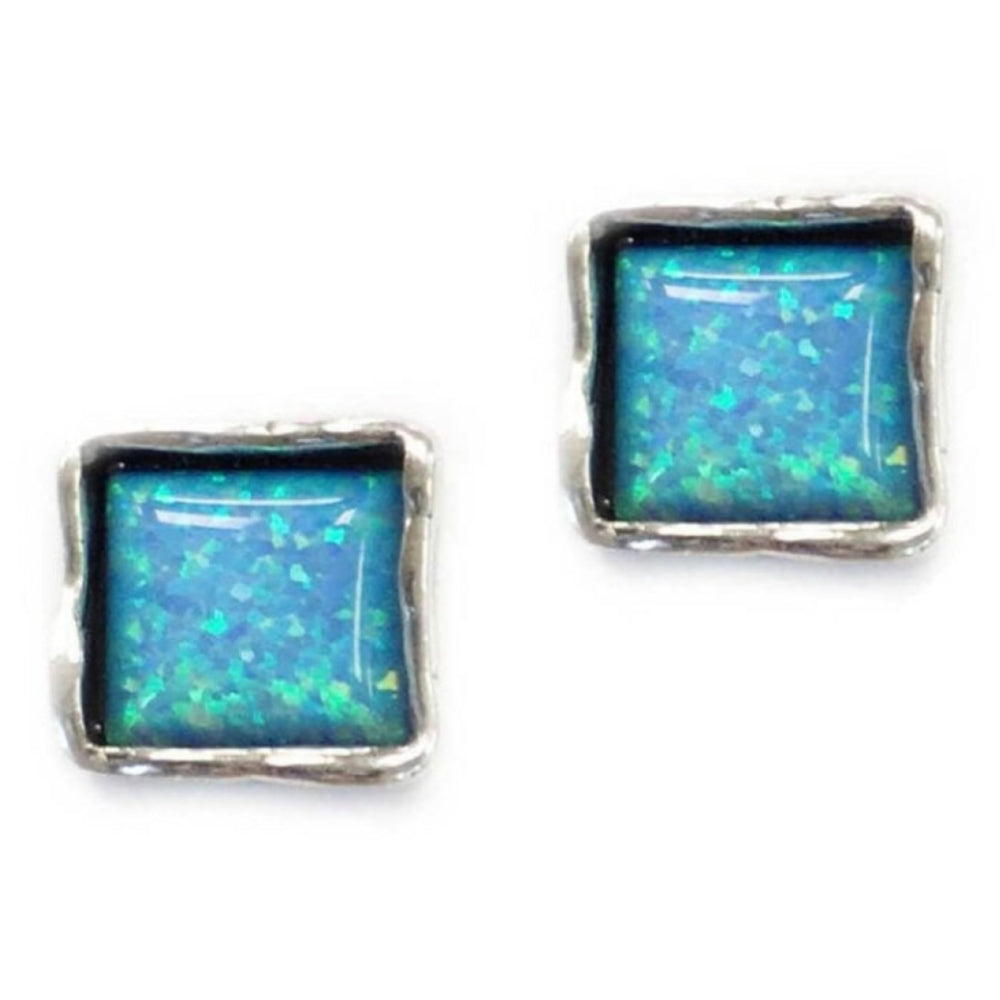 Earrings- Big Square Opal Studs