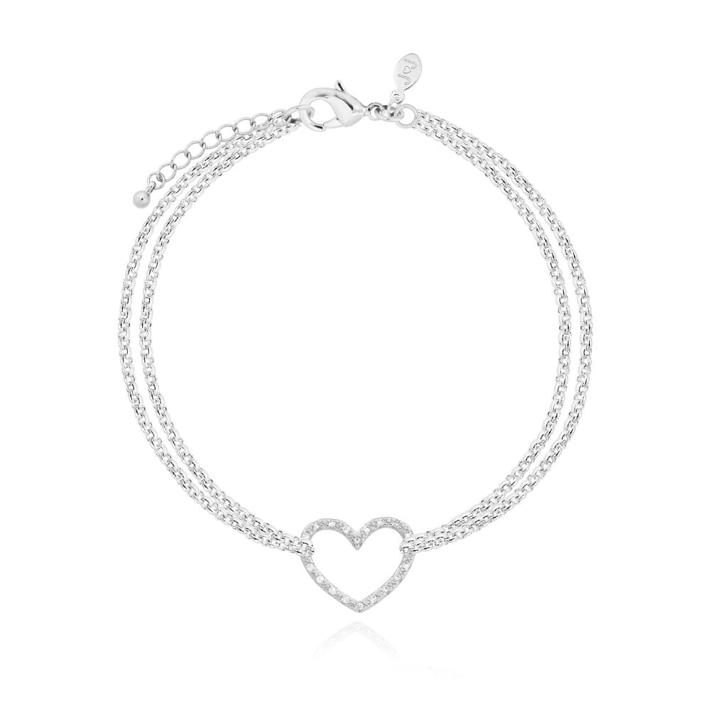 Leyla Silver Heart Bracelet 18cm + 3cm Extender