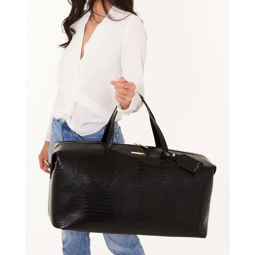 Celine Faux Croc Weekend Holdall Bag | Black | 30 X 53 X 25cm