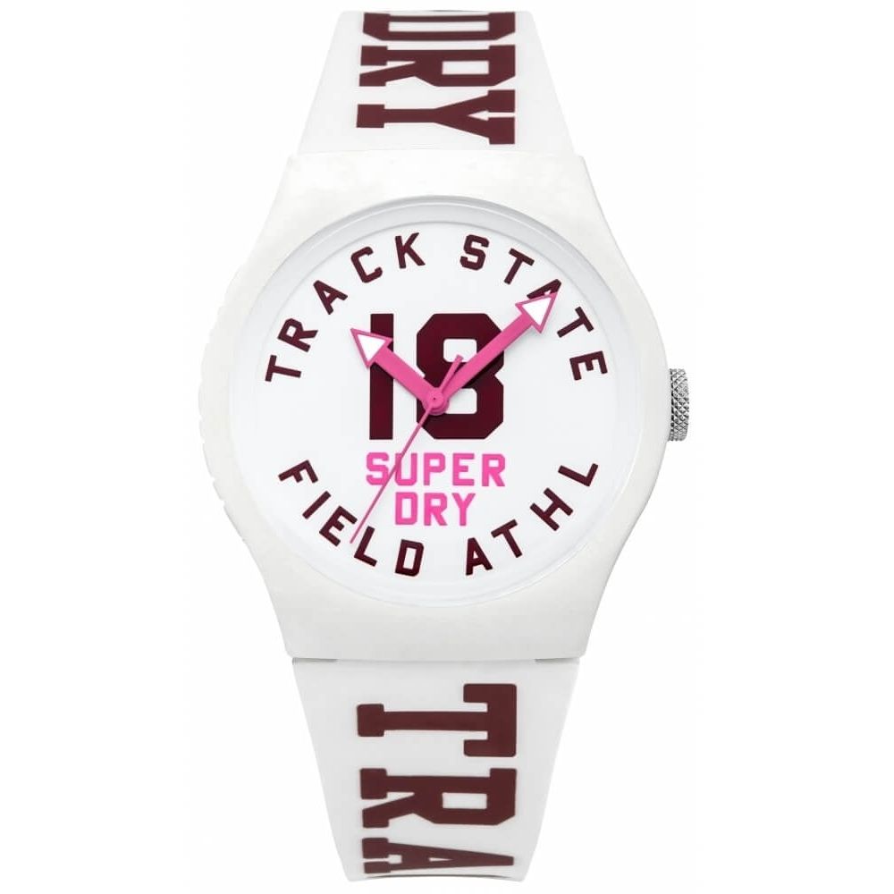 Urban Track & Field White Printed Dial With White Silicone Strap