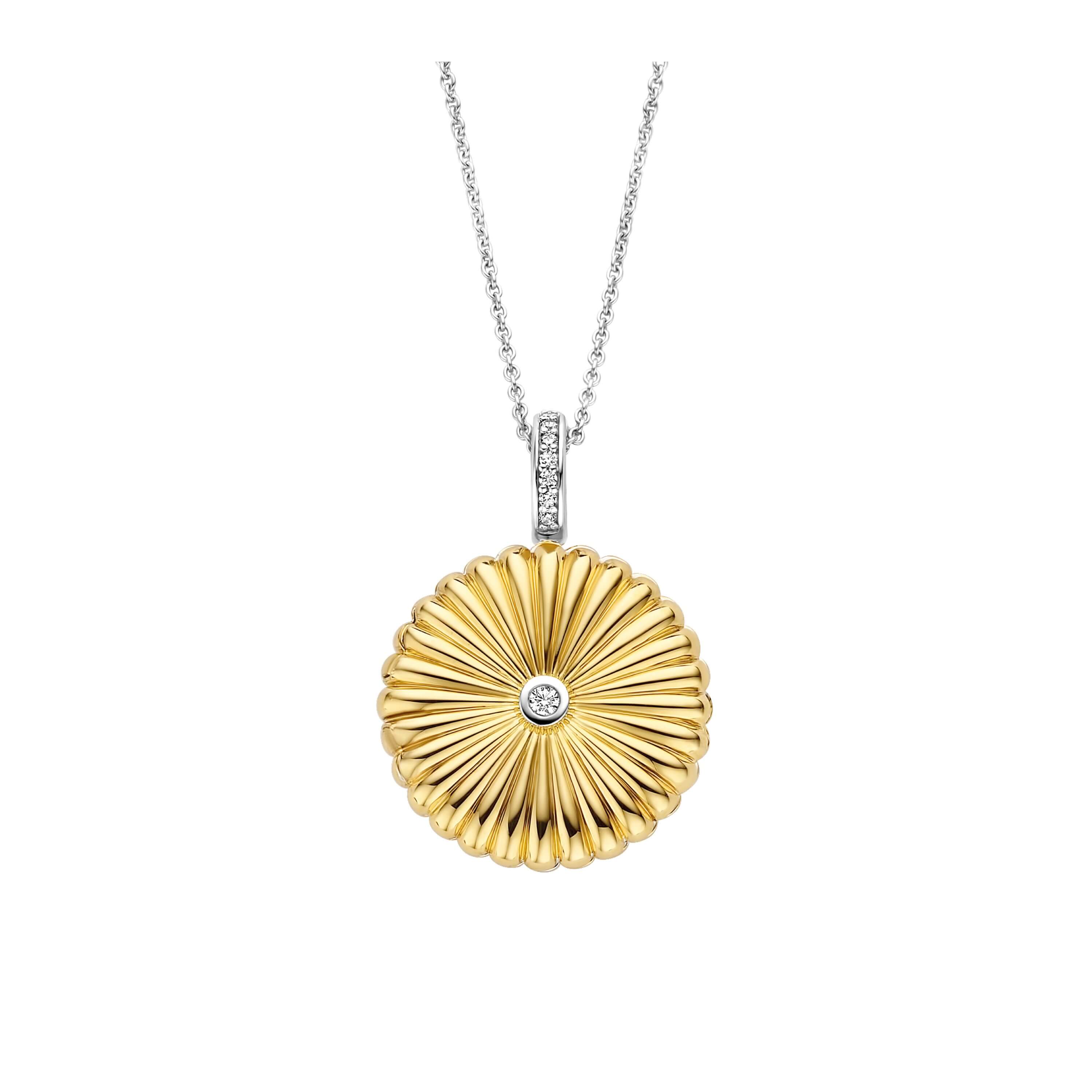 Gold Plated Sun Shape Pendant Necklace
