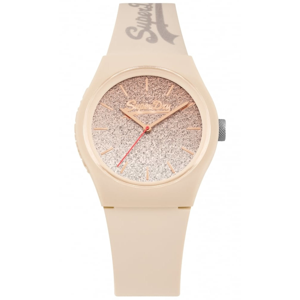 Urban Ombre Glitter Cream Dial With Cream Printed Silicone Strap Watch