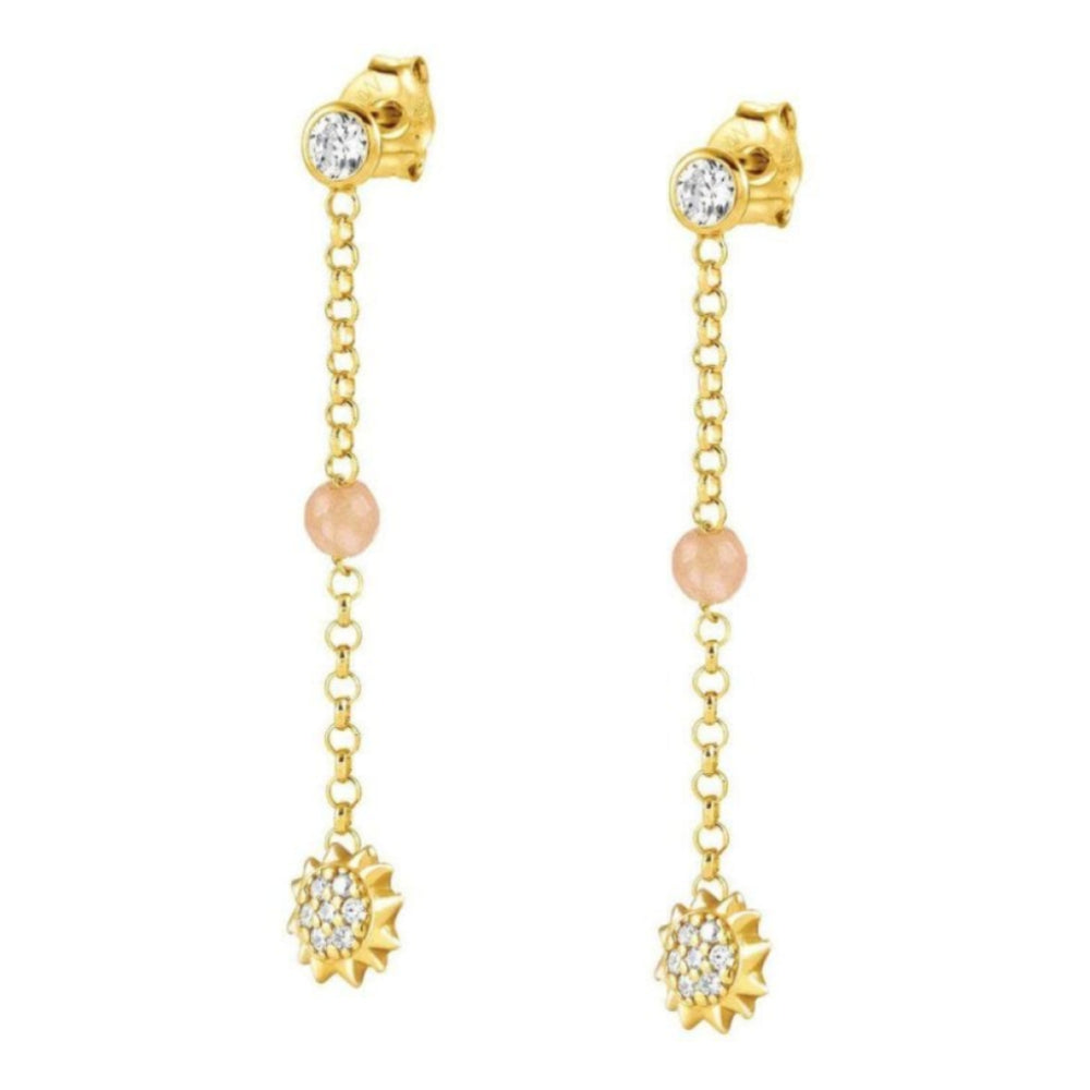 Gioie 925 Silver Earrings, Cubic Zirconia And Jade (021_Sun Yellow Gold)