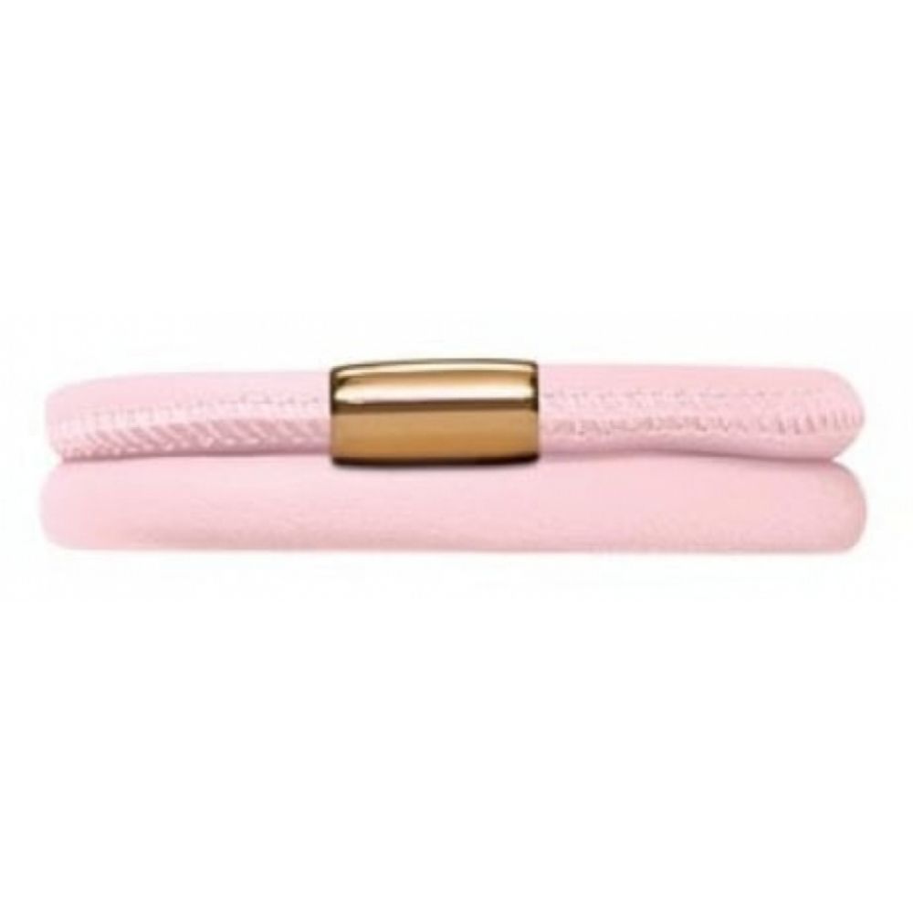 Pink Leather Double Band Gold Plated Bracelet