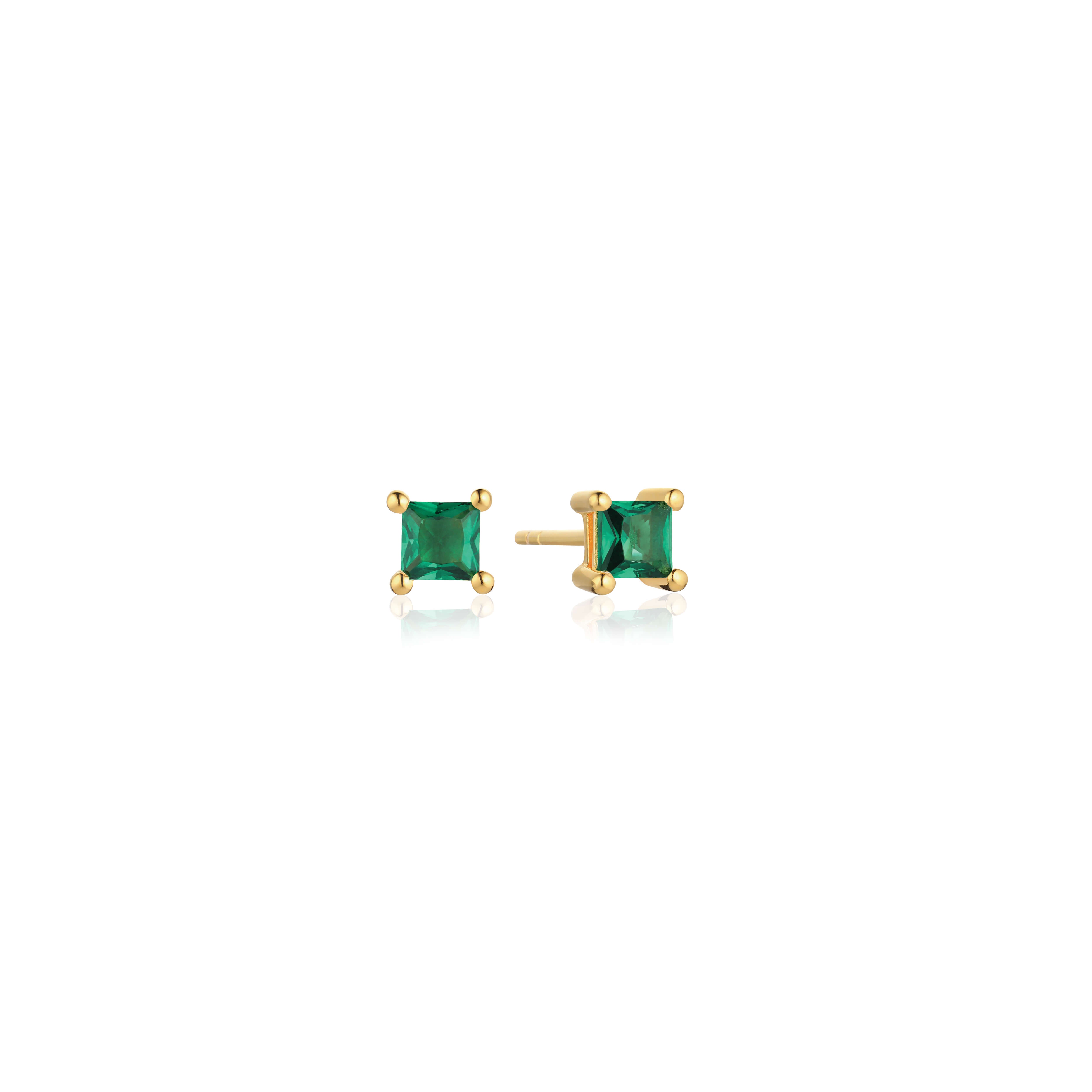 Ellera Earrings In 18k Gold Plated With Green Zirconia