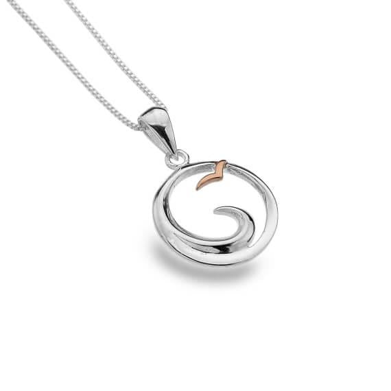 Origins Wave With Rose Gold Bird Pendant Necklace
