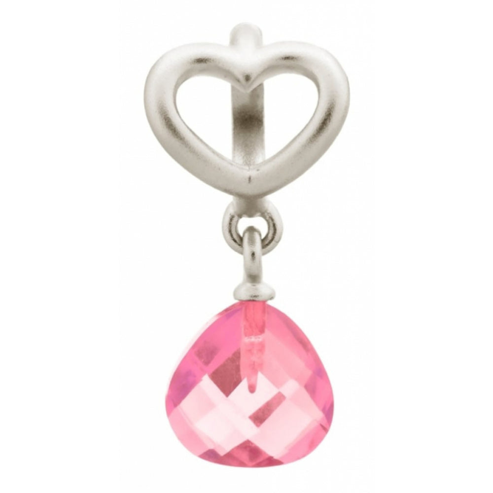 Heart Grip Pink Drop Sterling Silver Charm