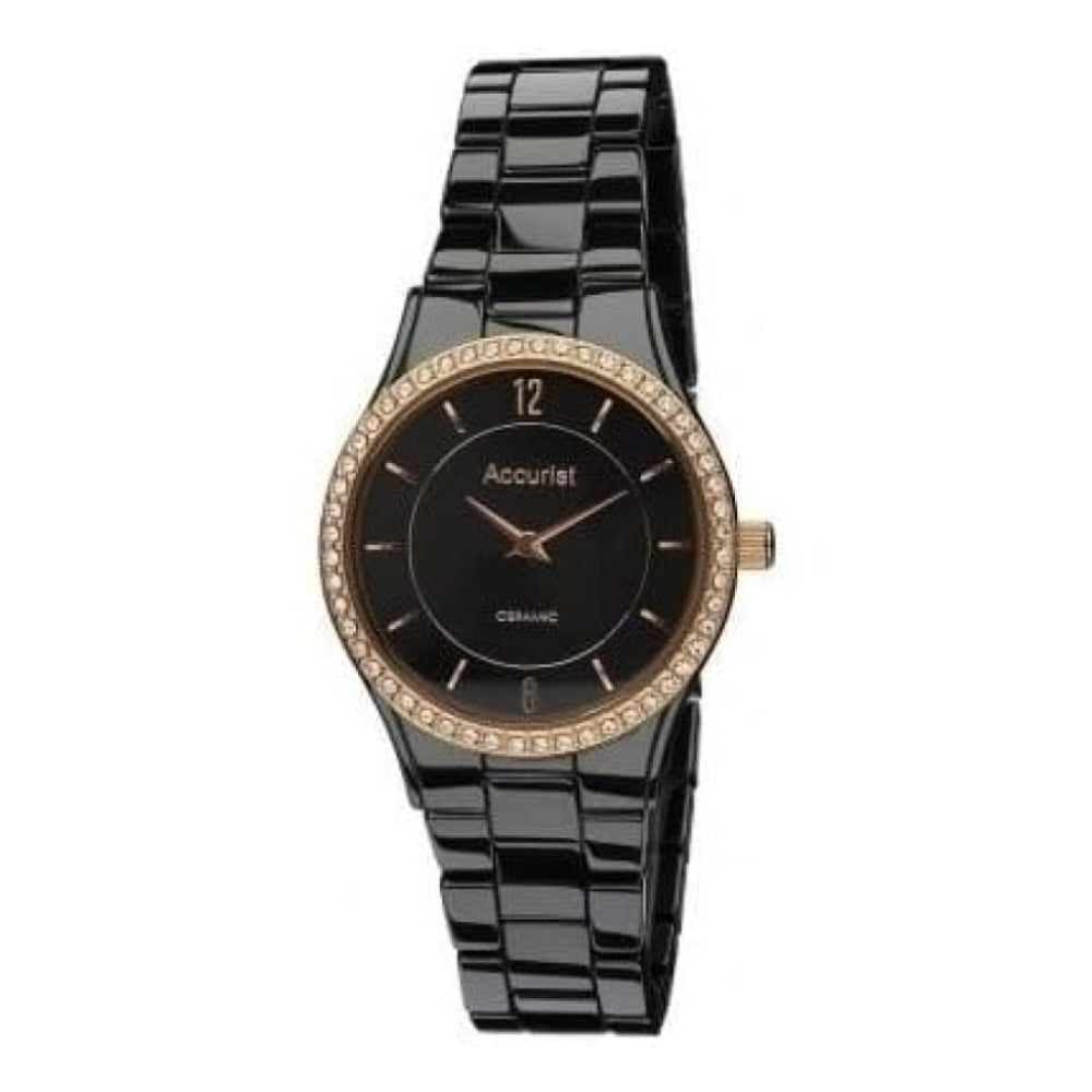 Ladies Ceramic Black Linked Bracelet Watch