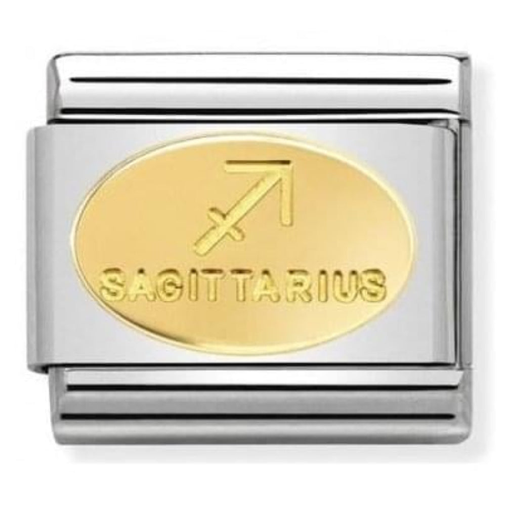 Stainless Steel & Gold Zodiac Sagittarius Symbol Classic Link