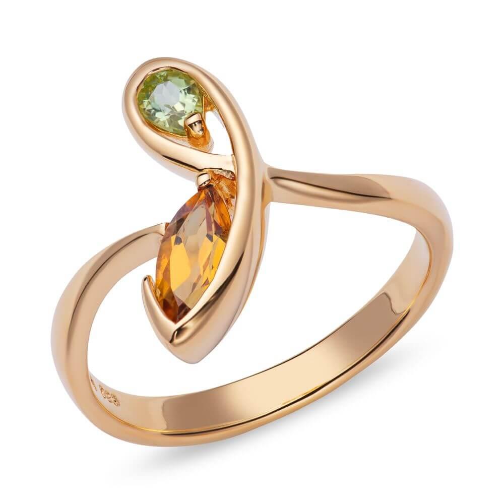Gold Plated Golden Citrine & Peridot Ring