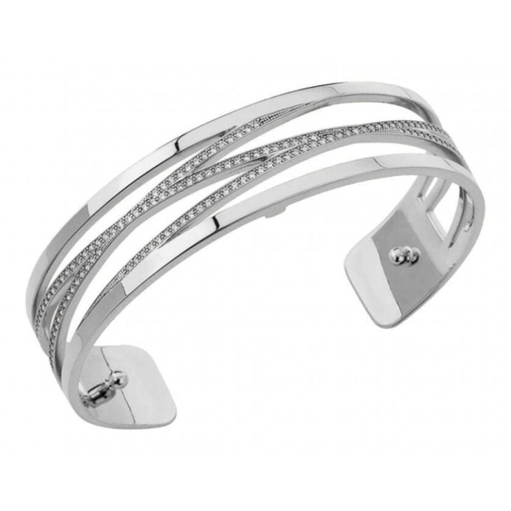 Silver Plated & White CZ Pattern Liens 14mm Cuff