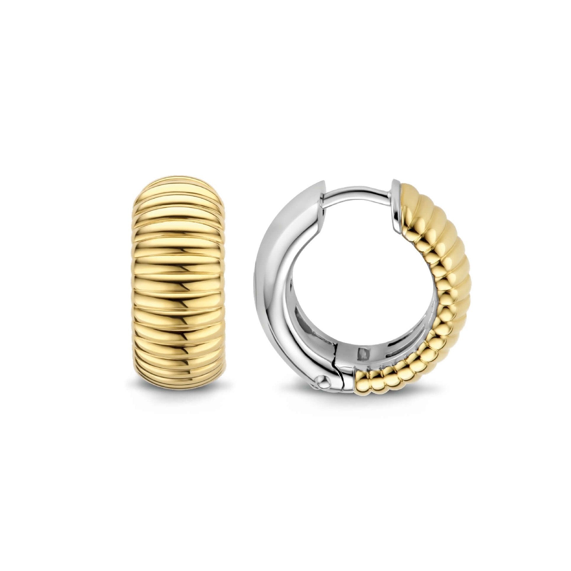 Two Tone Rib Hoop Earrings