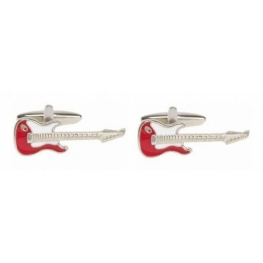 Rhodium Plated Electric Guitar Cufflinks