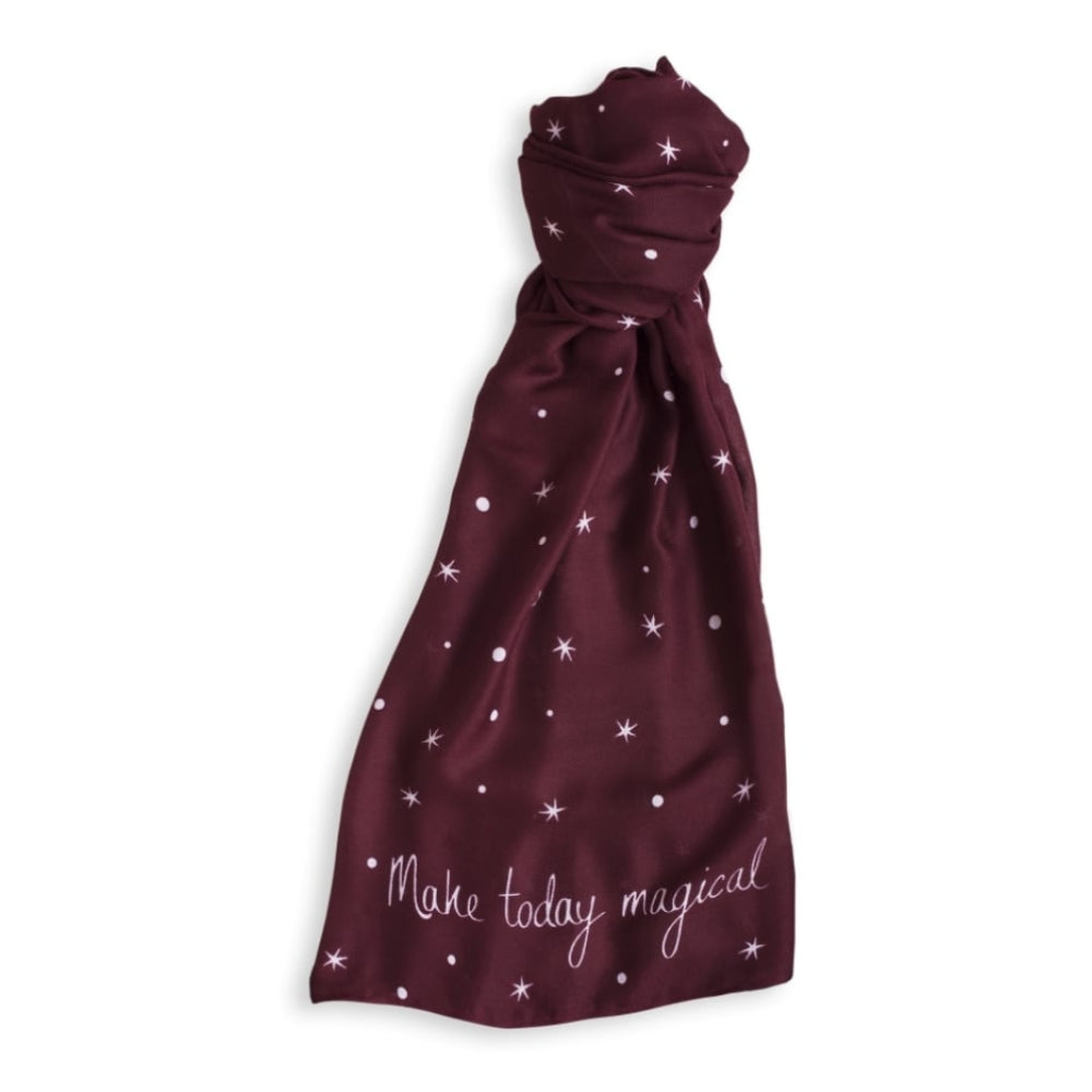 SENTIMENT SCARF - MAKE TODAY MAGICAL - burgundy - 184x86cm