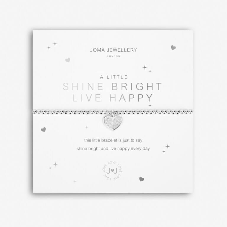 A Little | Shine Bright - Live Happy | Silver | Bracelet | 17.5cm Stretch