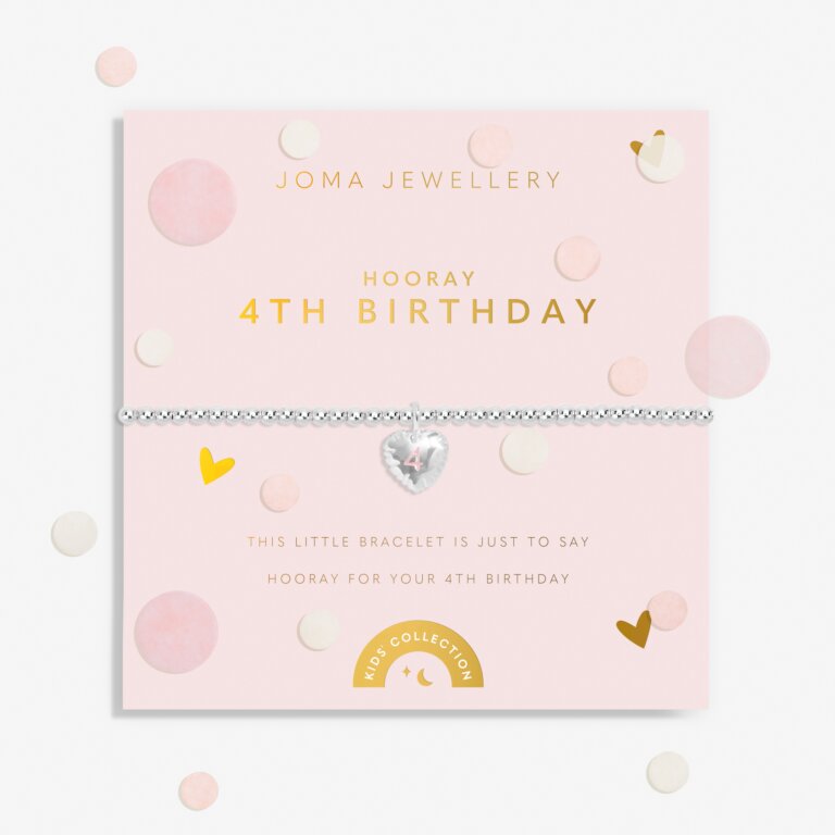 Kid's Confetti A Little '4th Birthday' Silver Plated Bracelet