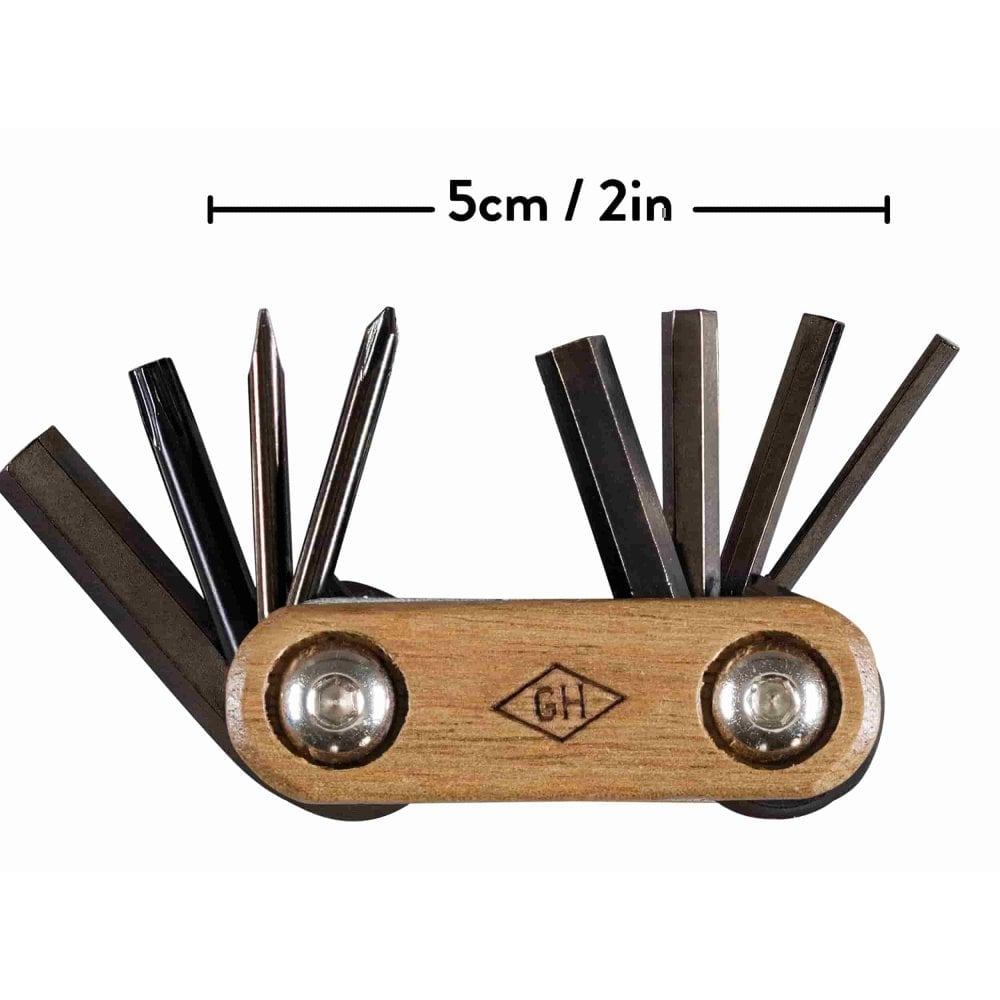 Pocket Bicycle Multi Tool Wood Handles & Titanium Finish
