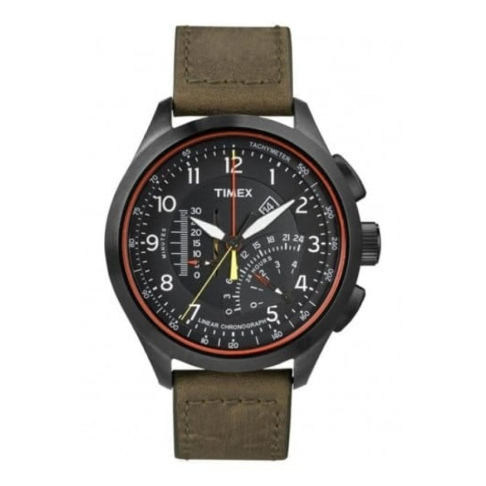 Intelligent Quartz Linear Green Leather Watch