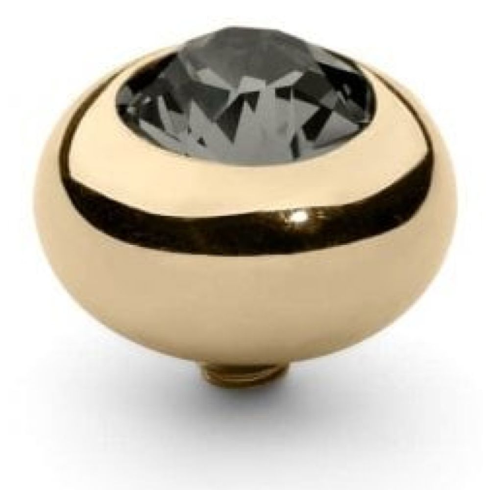 Famosa Gold 10mm Tondo Ring Top Black diamond
